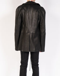 FW15 Zipped Black Leather Coat