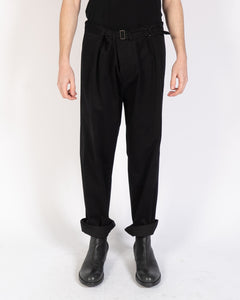 FW19 Black Belted Cotton Trousers