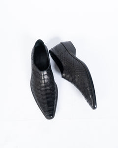 SS18 Black Pointed Python Loafer