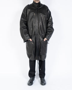 FW15 Black Leather Coat