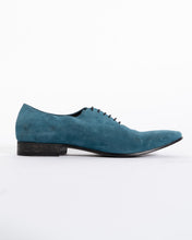 Load image into Gallery viewer, FW18 Storm Blue Suede Lace-Up Derbies