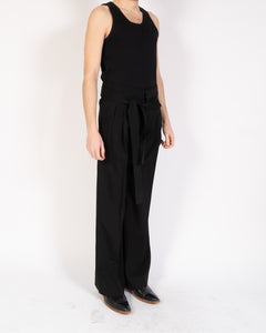 SS19 Black Belted Wool Trousers