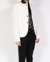 Load image into Gallery viewer, FW19 White Cotton Blazer with Brown Collar Detail