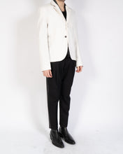 Load image into Gallery viewer, FW19 White Cotton Blazer with Brown Collar Detail