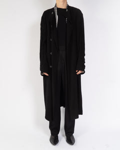 SS18 Black Long-Length Silk Coat