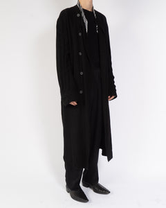 SS18 Black Long-Length Silk Coat