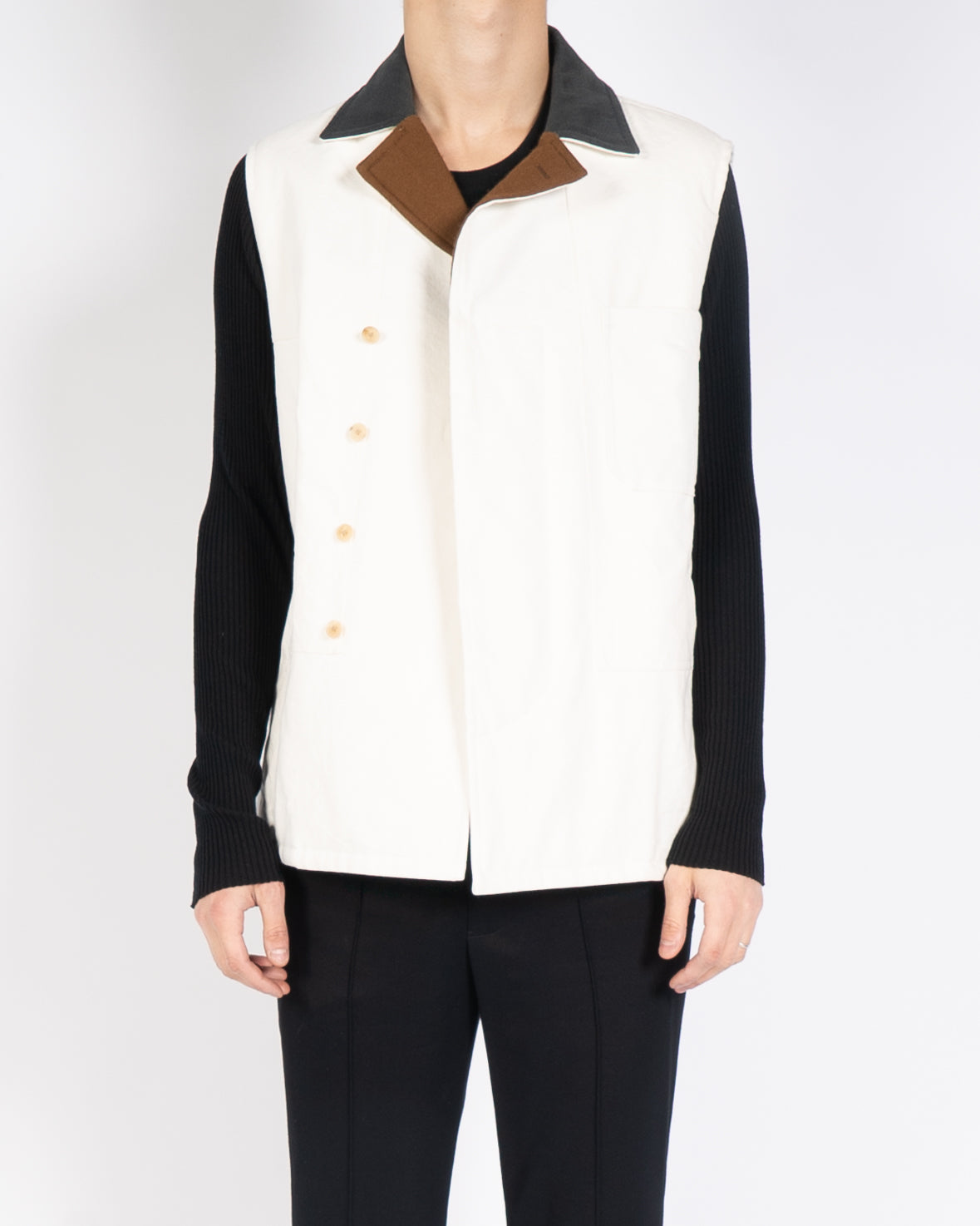 FW19 White Cotton Workwear Waist-Coat