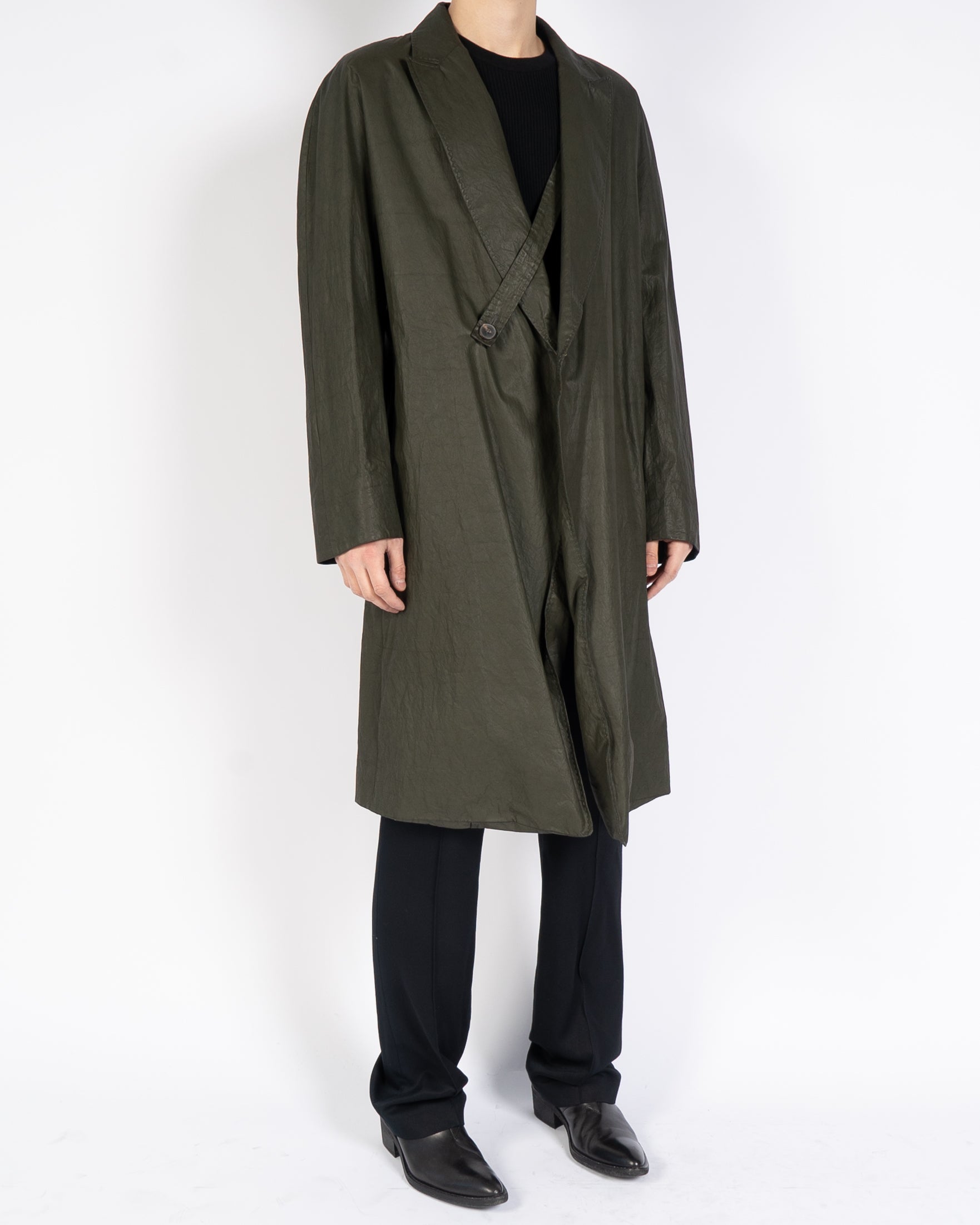 SS19 Green Waxed Kimono Coat Sample