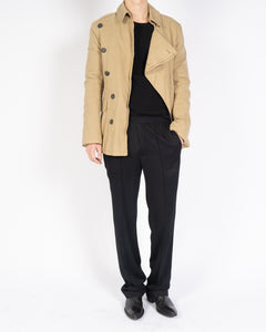 FW18 Beige Wool Curved Button Closure Coat