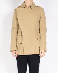 FW18 Beige Wool Curved Button Closure Coat