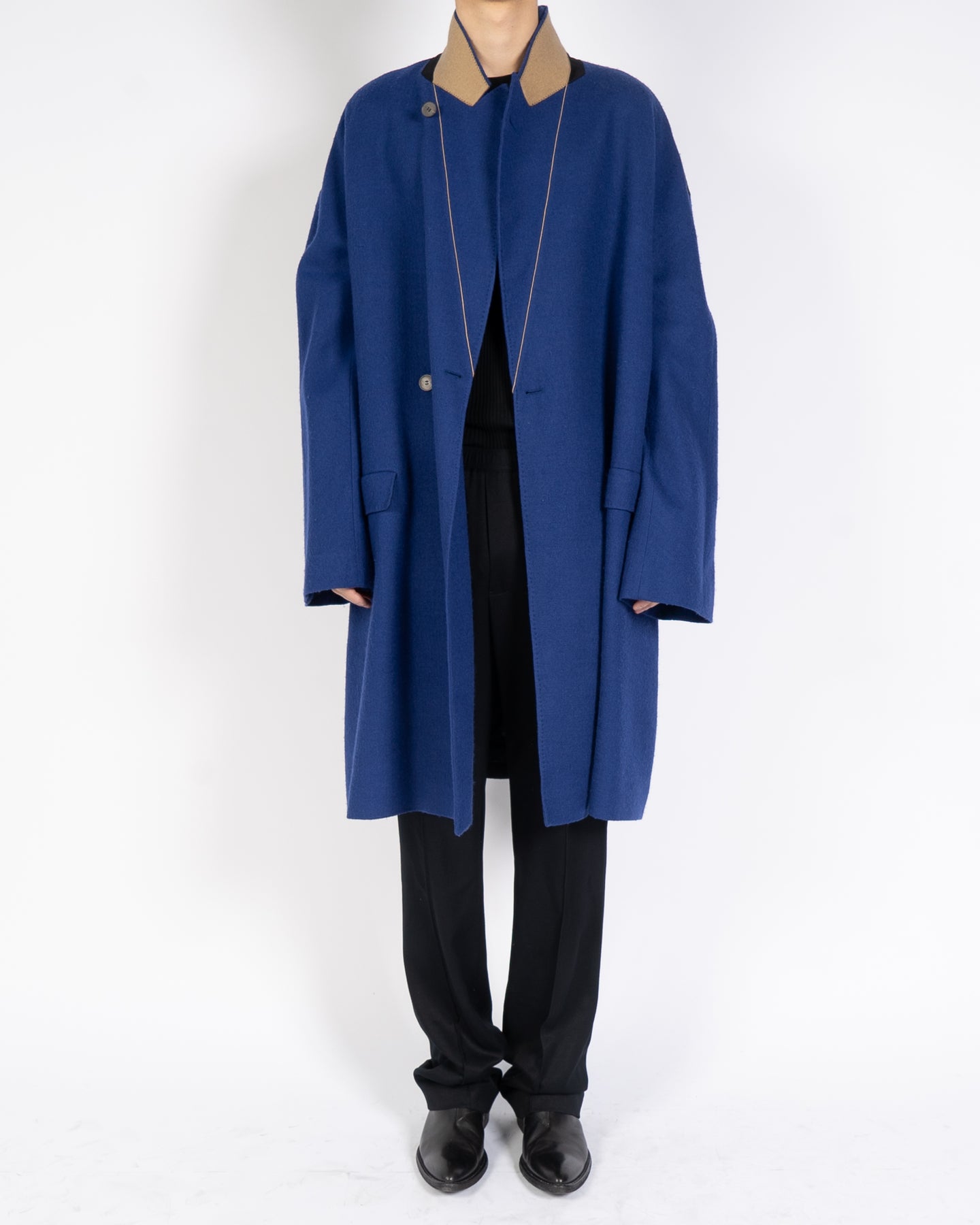 FW19 Oversized Blue & Black Wool Coat