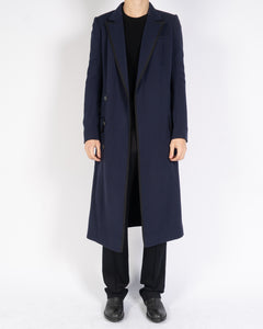 FW17 Blue Distressed Collar Wool Coat