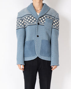 FW20 Blue Knitted Jacquard Jacket 1 of 1 Sample