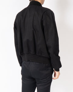 FW20 Black Buttoned Cotton Aviator Jacket
