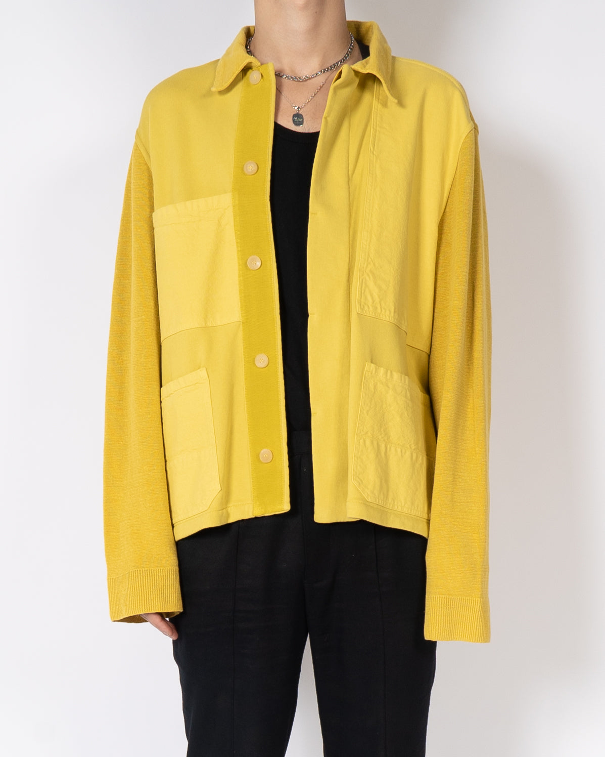 SS20 Yellow Mixed Fabric Workwear Jacket