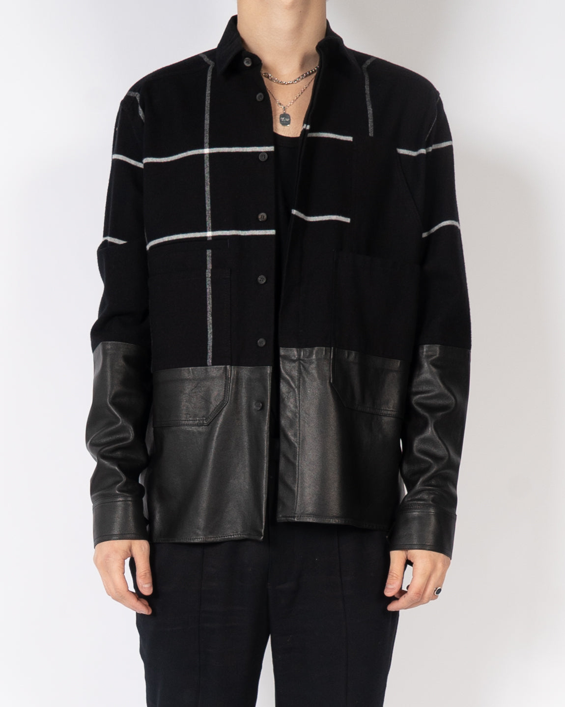 FW19 Military Shirt with Leather Sample