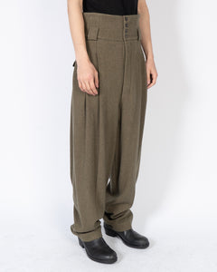 FW20 Olive Oversized Pleated Trousers 1 of 1 Sample