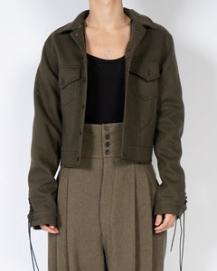 FW16 Khaki Wool Cropped Trucker Jacket Sample