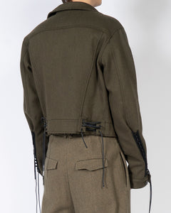 FW16 Khaki Wool Cropped Trucker Jacket Sample