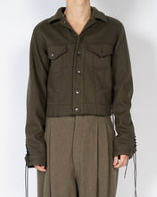 Load image into Gallery viewer, FW16 Khaki Wool Cropped Trucker Jacket Sample