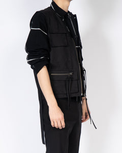SS19 Black Cotton Army Waistcoat