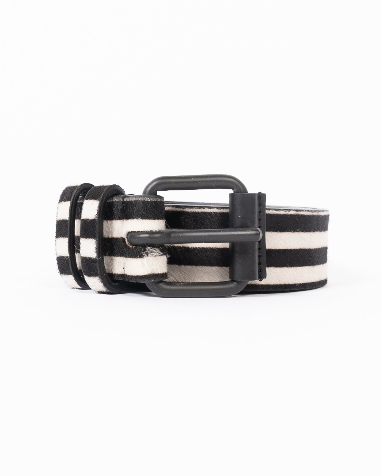 SS18 Black & White Striped Pony Hair Belt