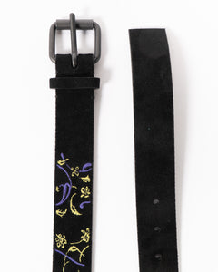 FW18 Black Suede Embroidered Belt