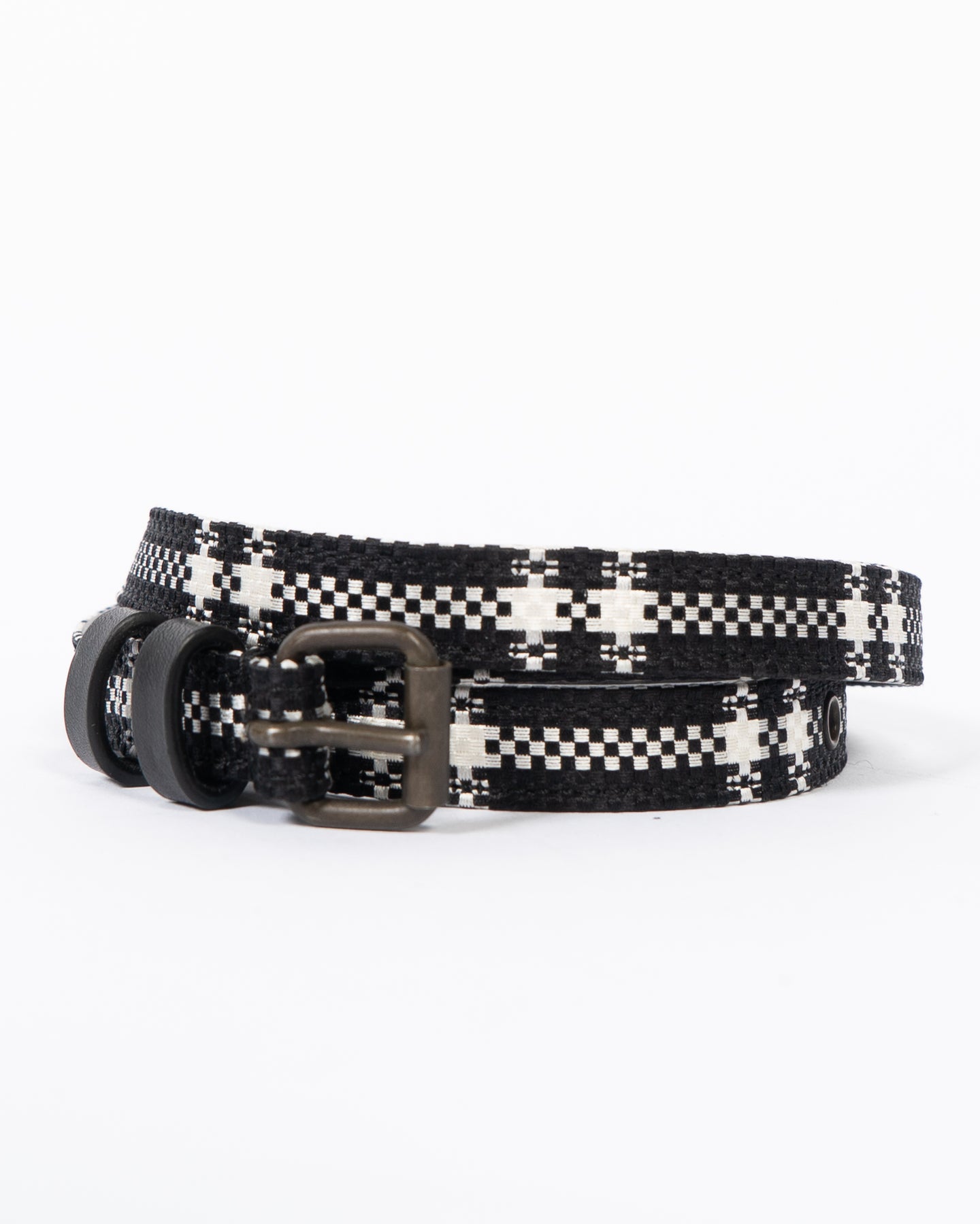 SS19 Black / White Embroidered Thin Belt