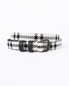 SS19 White / Black Embroidered Thin Belt