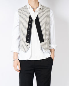 SS16 Striped Cream Wool Waistcoat