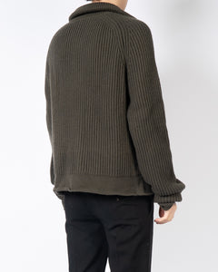 FW16 Khaki Knit Zip Cardigan