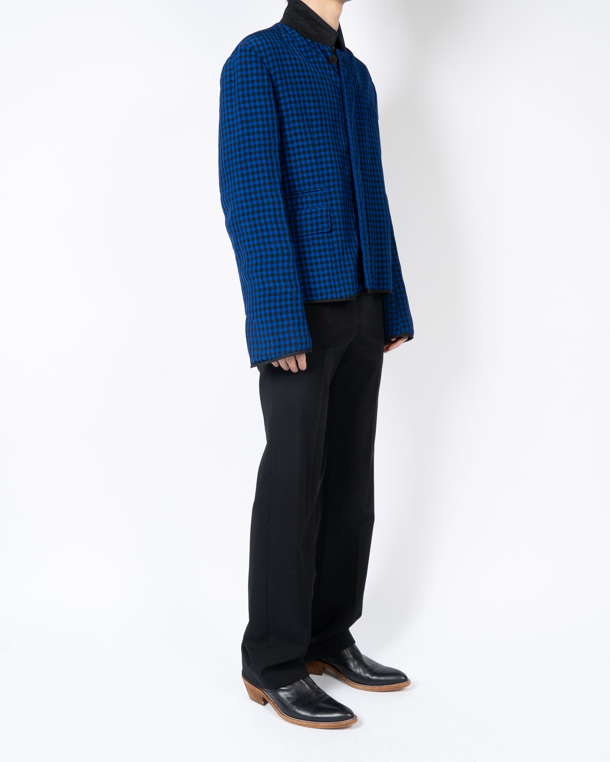 SS19 Checked Blue Padded Silk Jacket