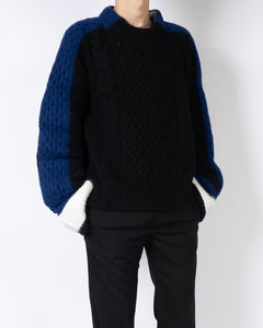 FW18 Tricolor Chunky Angora Knit Sweater