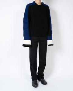 FW18 Tricolor Chunky Angora Knit Sweater