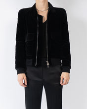 Load image into Gallery viewer, FW15 Black Velvet Bomber with Shoulder Pads