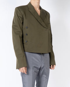 SS18 Khaki Striped Double Breasted Cropped Blazer Sample