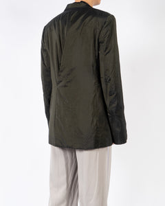 SS18 Green Striped Back Drape Blazer