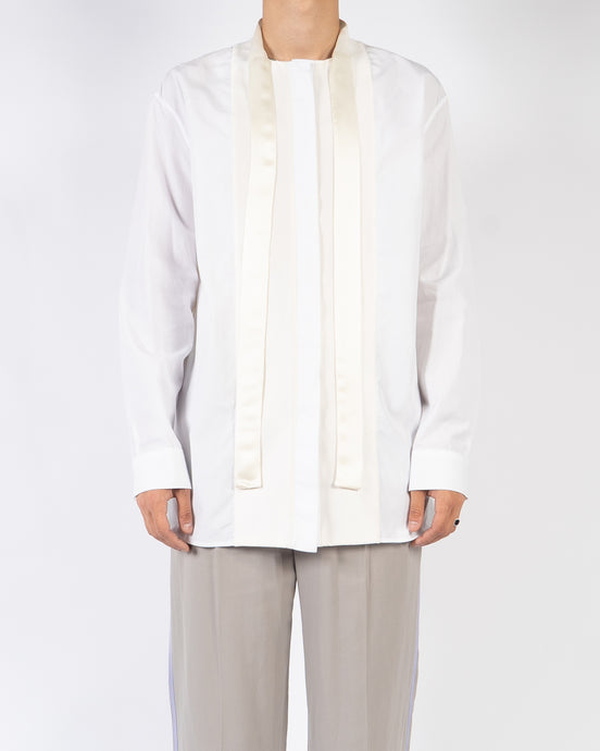 SS19 White Oversized Shirt with Silk Scarf Detailing