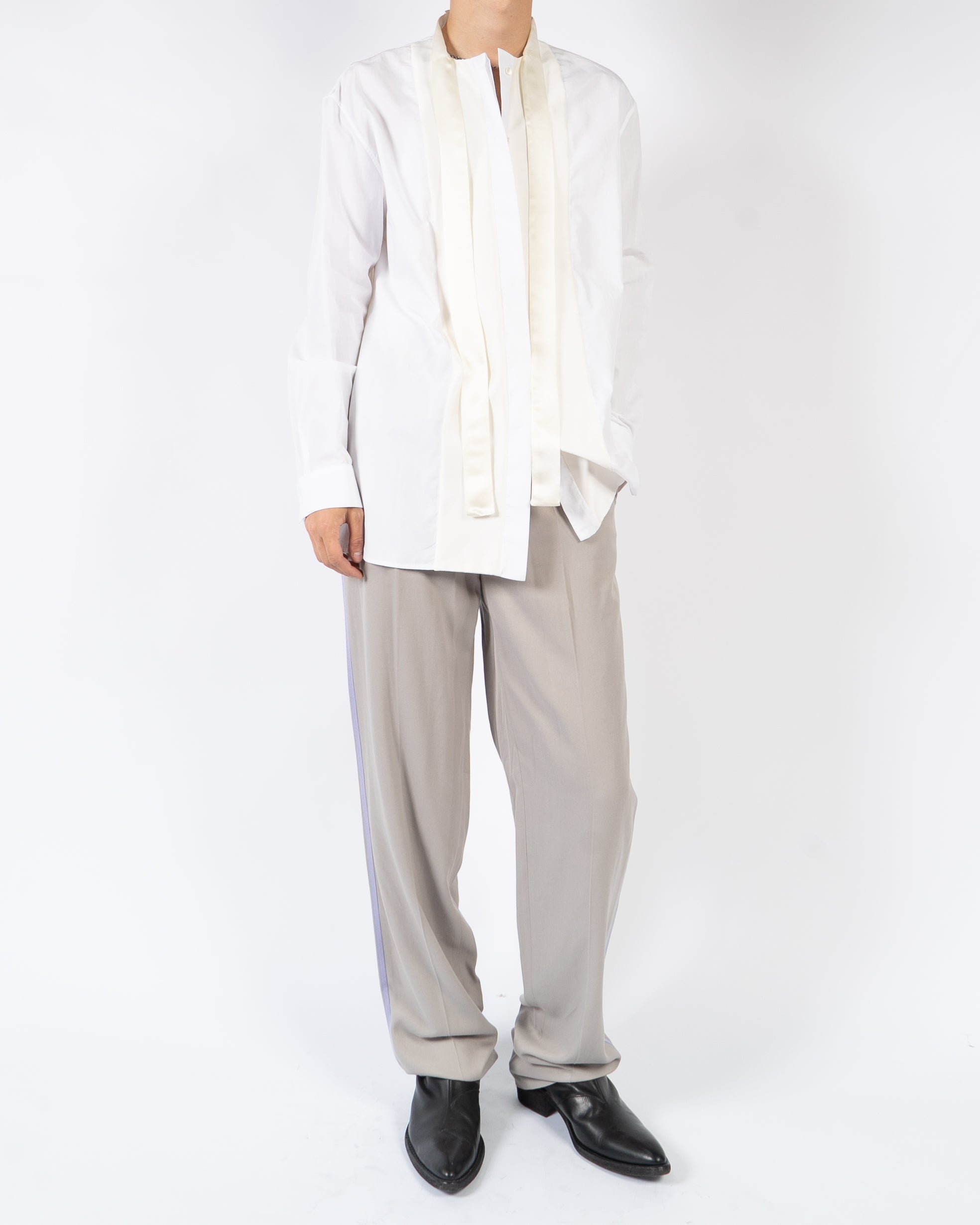 SS19 White Oversized Shirt with Silk Scarf Detailing