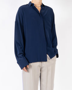FW17 Dark Navy Oversized Silk Shirt