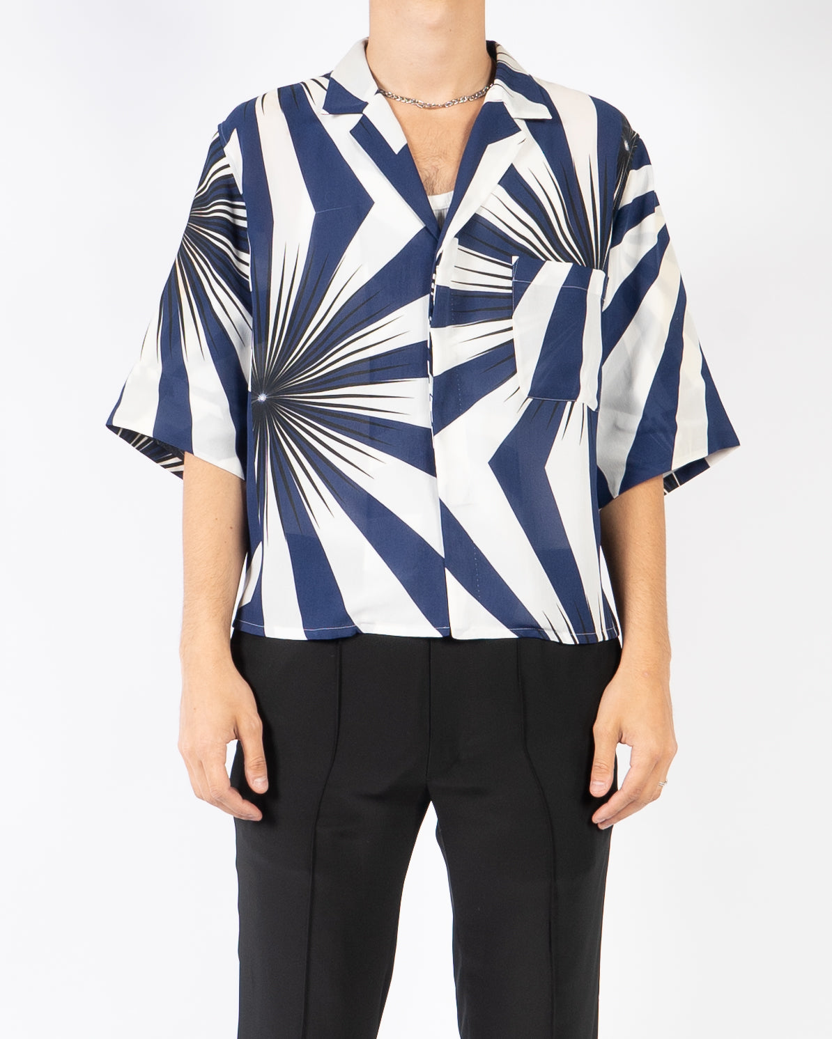 SS19 Blue Short Sleeve Silk Shirt