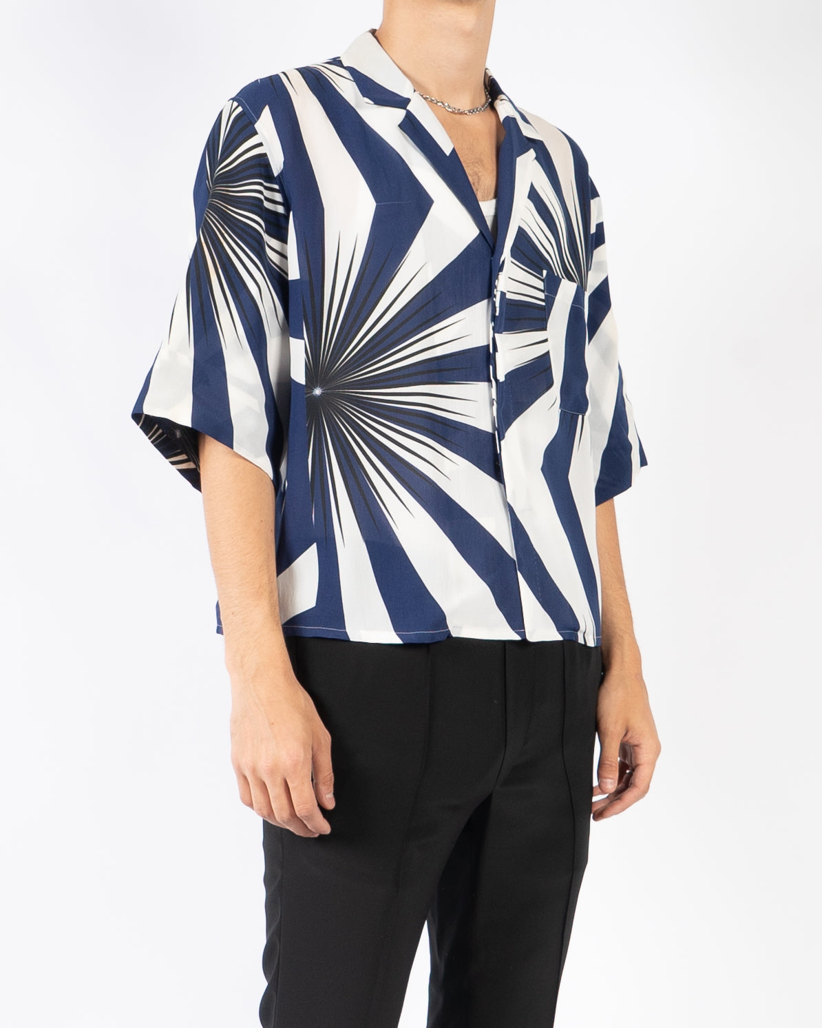 SS19 Blue Short Sleeve Silk Shirt