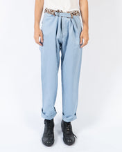 Load image into Gallery viewer, SS20 Blue Trousers with Leopard Waist 1 of 1 Sample