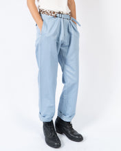 Load image into Gallery viewer, SS20 Blue Trousers with Leopard Waist 1 of 1 Sample