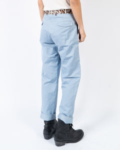 SS20 Blue Trousers with Leopard Waist 1 of 1 Sample