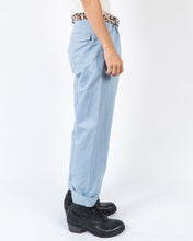 Load image into Gallery viewer, SS20 Blue Trousers with Leopard Waist 1 of 1 Sample