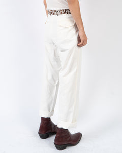 SS20 White Trousers with Leopard Waist 1 of 1 Sample