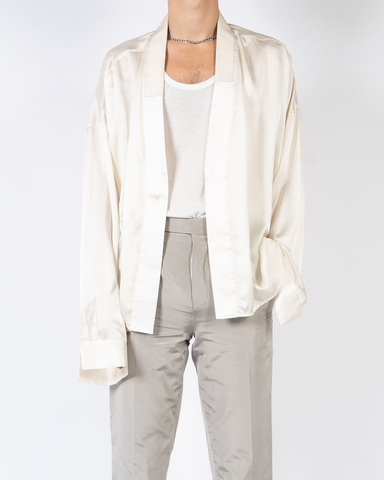 SS14 White Silk Kimono Shirt 1 of 1 Sample