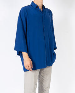 SS19 Oversized Blue Silk Shortsleeve Shirt