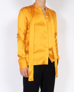 FW18 Orange Silk Shirt with Scarf Collar
